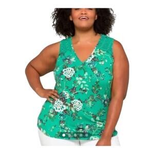 Daniel Rainn NWT Woman’s Fantine Green Floral Floral V Neck Crochet Lace Size 2X